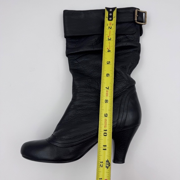 Steve Madden Women's Black Leather Slouchy/Ruched Mid-Calf Heel Boots - Size 5.5 - Picture 14 of 15